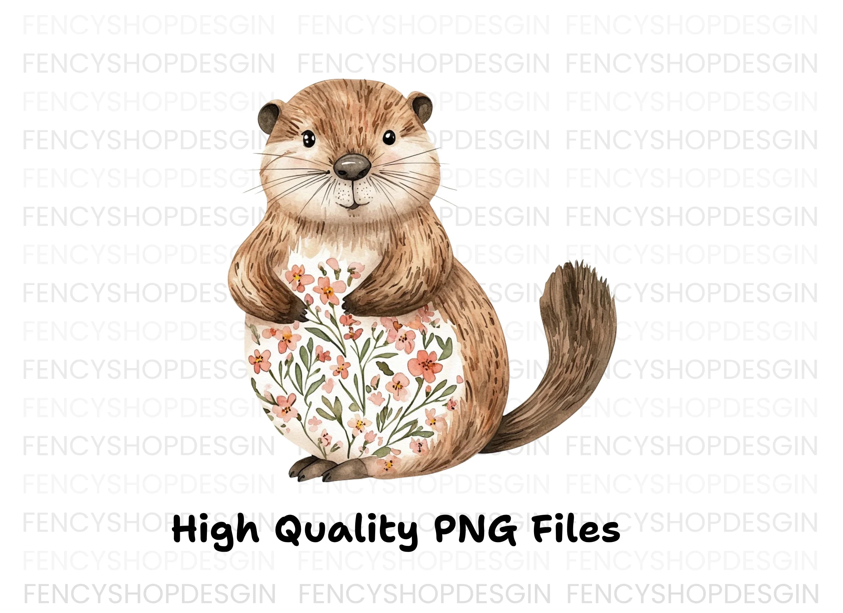 Charming Floral Otter Clipart Bundle