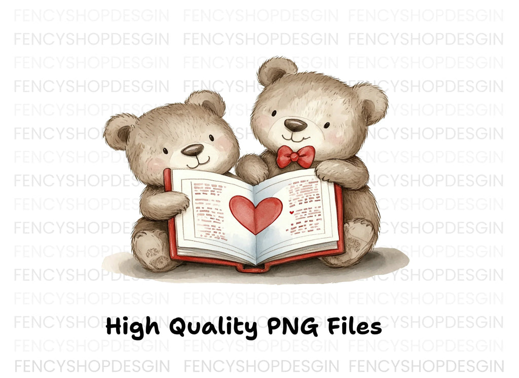 Teddy Bears Reading Love Story Clipart Bundle