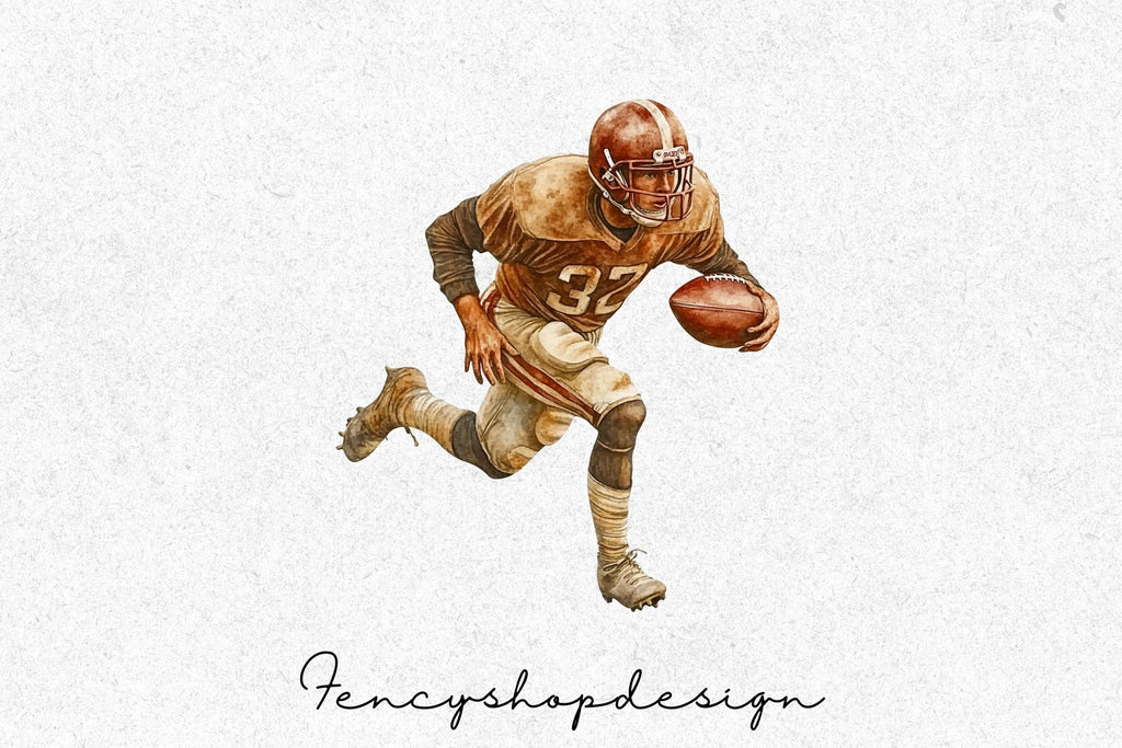 Vintage Football Player Clipart Bundle