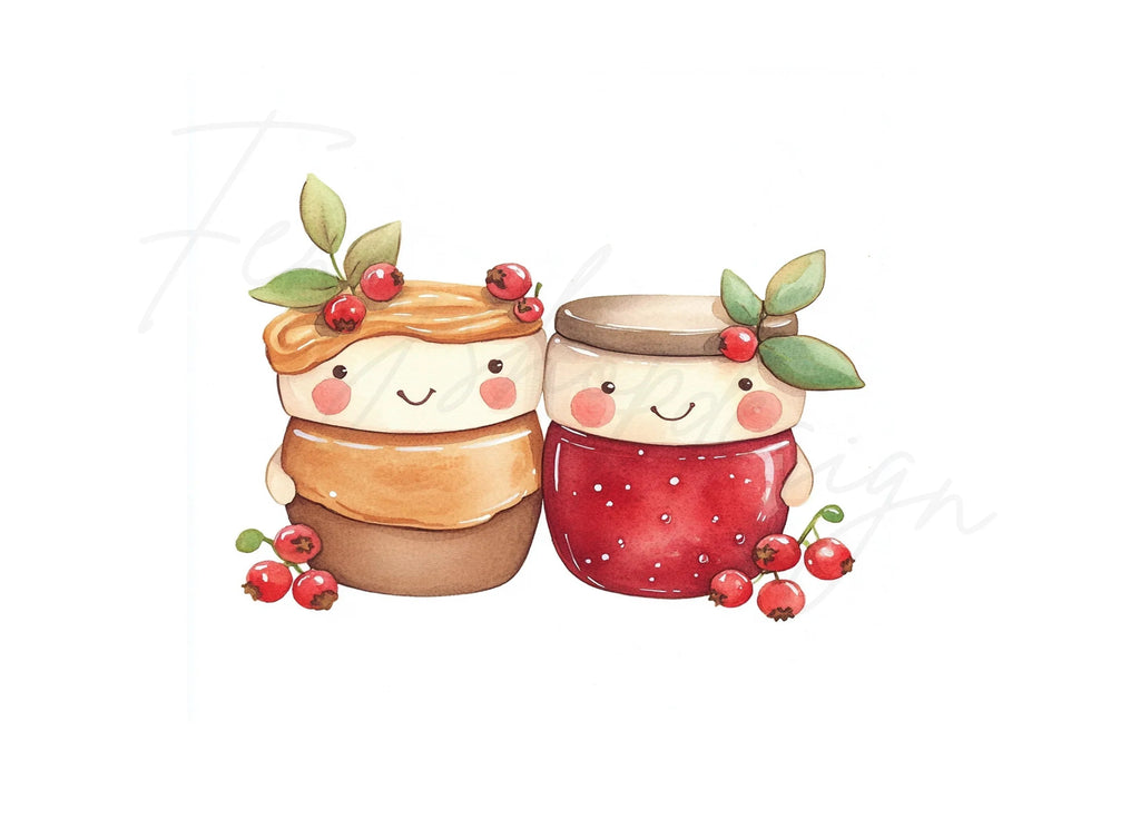 Cute Kawaii Peanut Butter Jelly Clipart Bundle