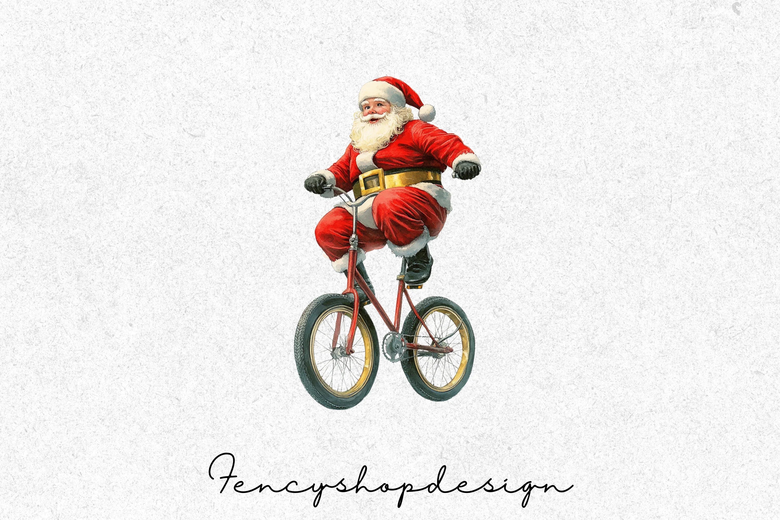 Santa Claus Unicycle Christmas Clipart Bundle