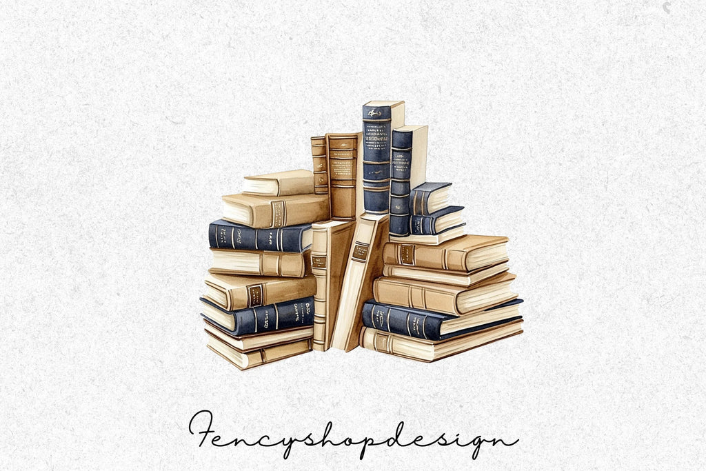 Vintage Book Stacks Clipart Bundle