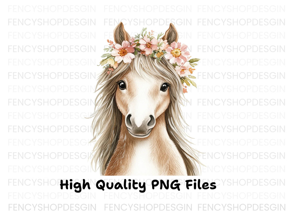 Horses with Flower Crowns Clipart Bundle