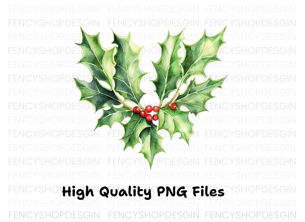 Heart Shaped Holly Berry Clipart Bundle