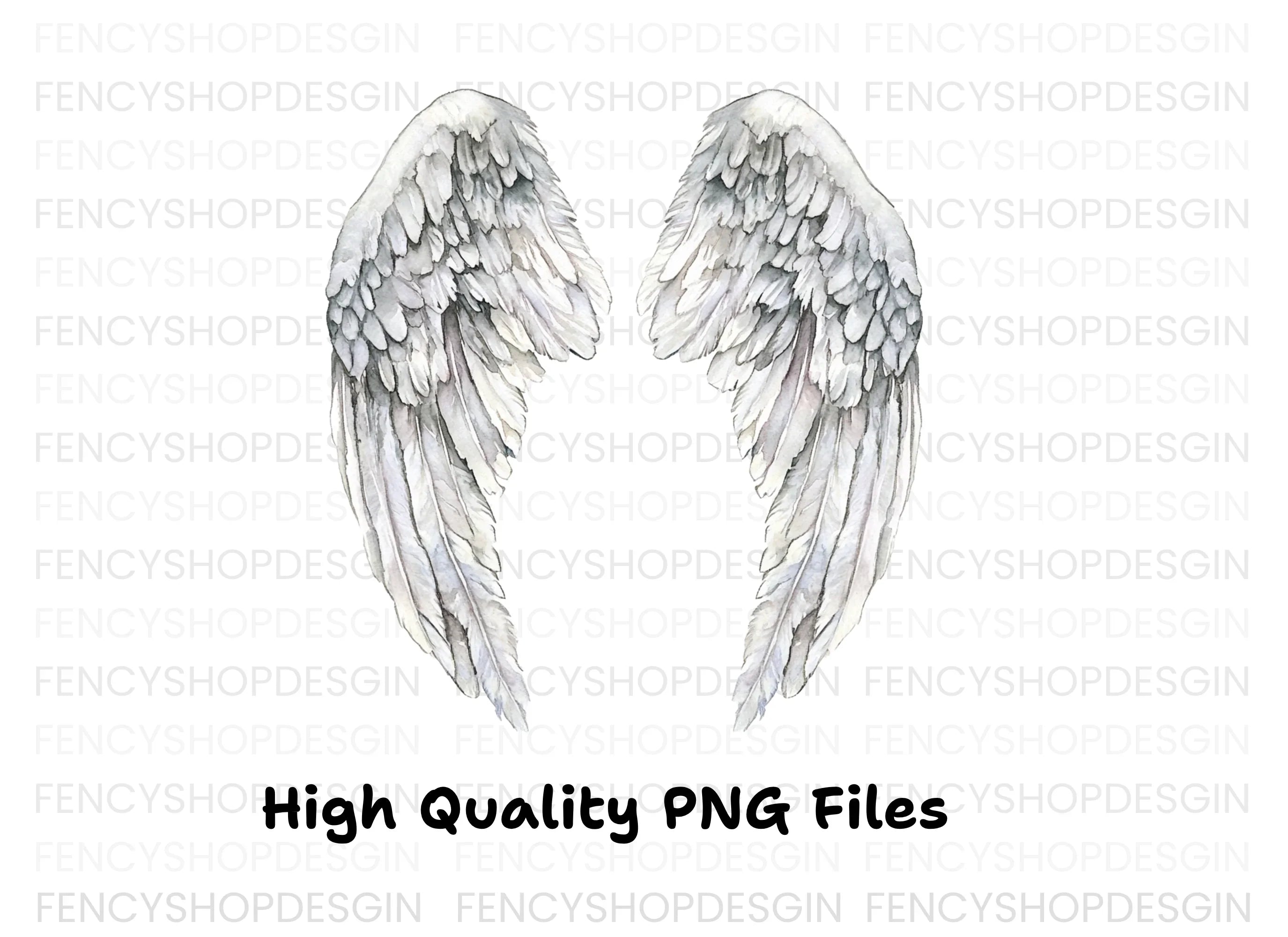 Elegant White Angel Wings Clipart Bundle