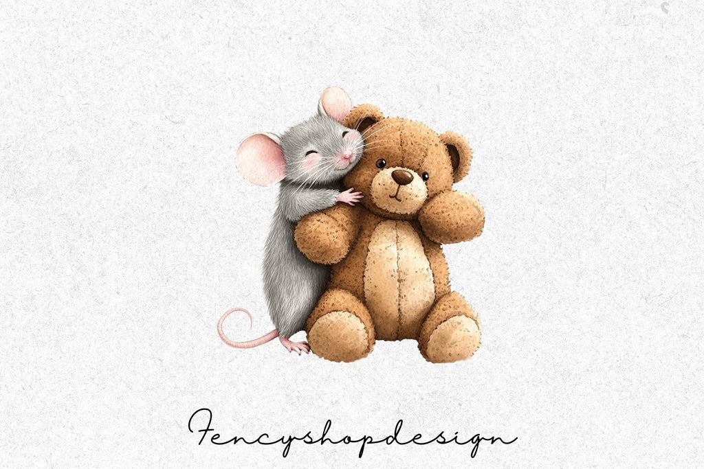 Cute Baby Mouse Nursery Clipart Bundle