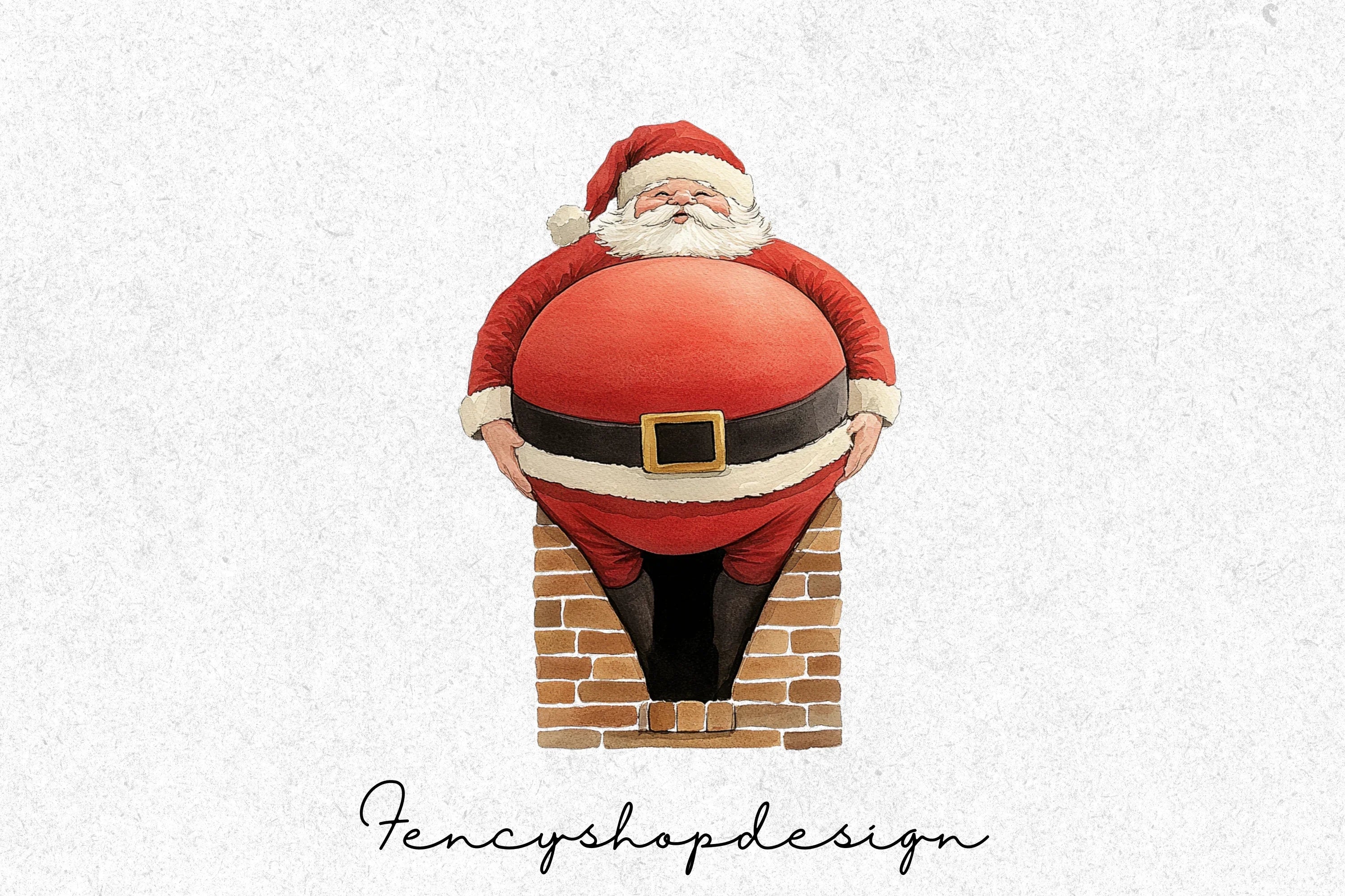 Jolly Santa Christmas Chimney Scenes Clipart Bundle