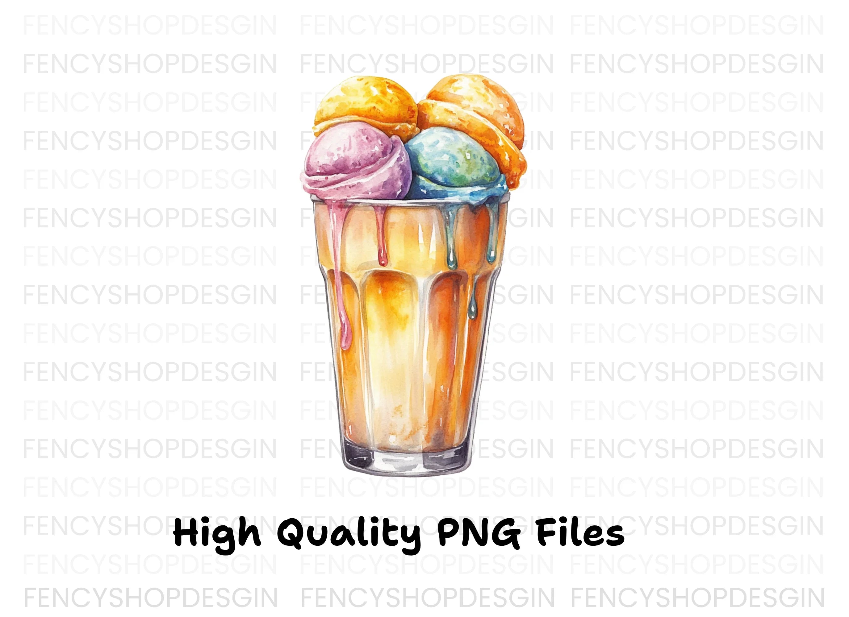 Colorful Ice Cream Cups Clipart Bundle
