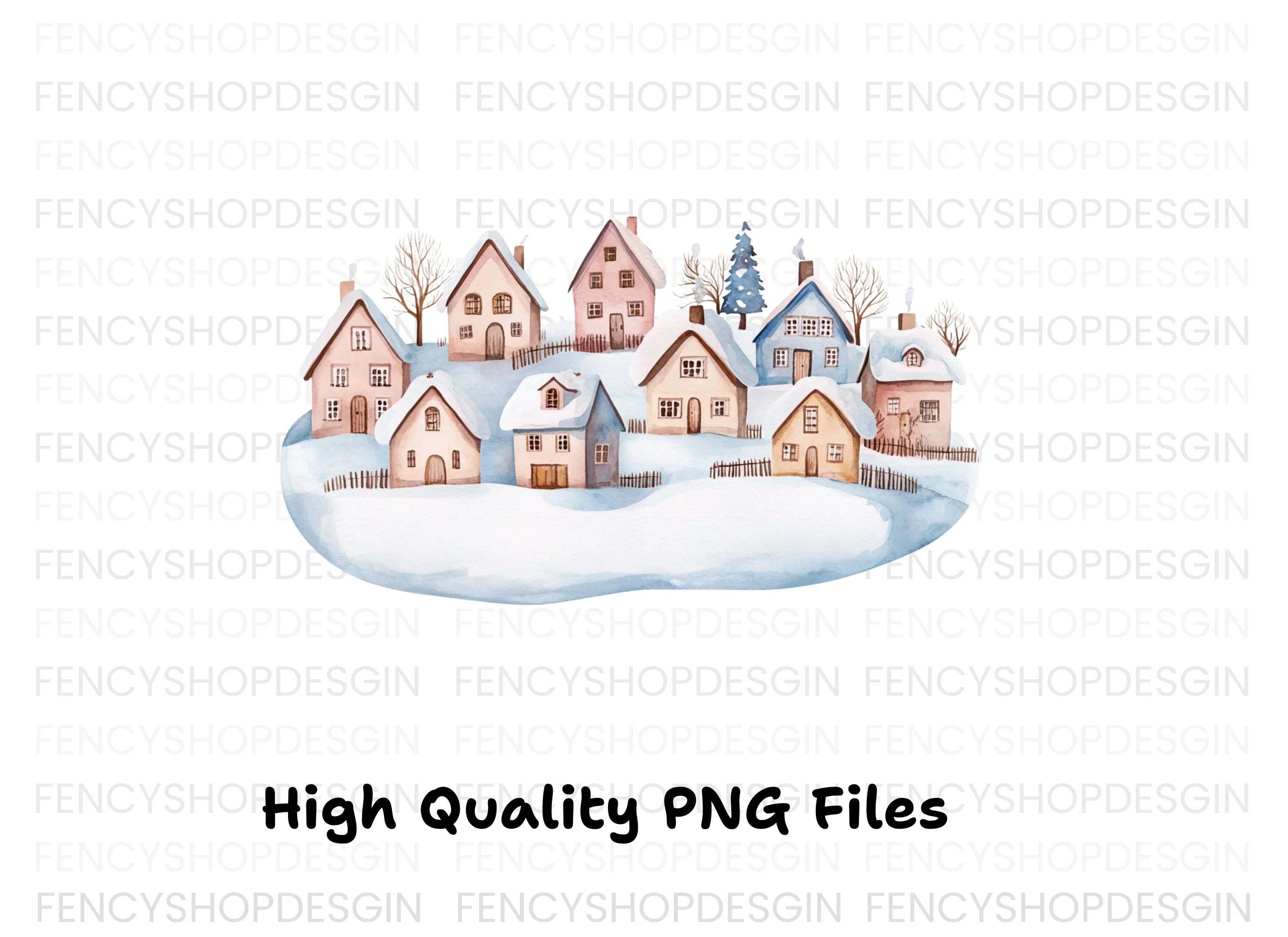 Charming Winter Town Clipart Bundle