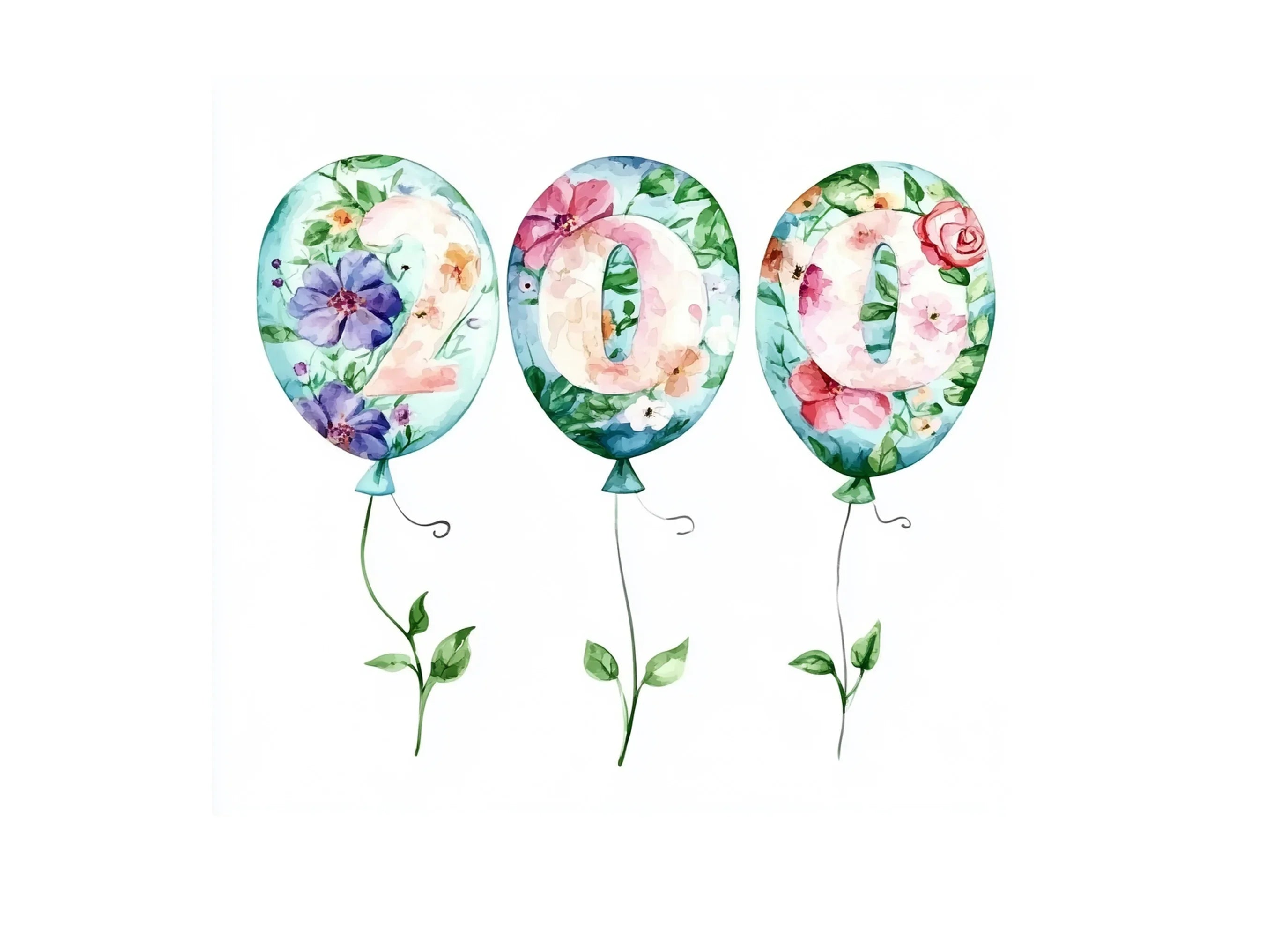 Floral Balloon Bouquets Clipart Bundle