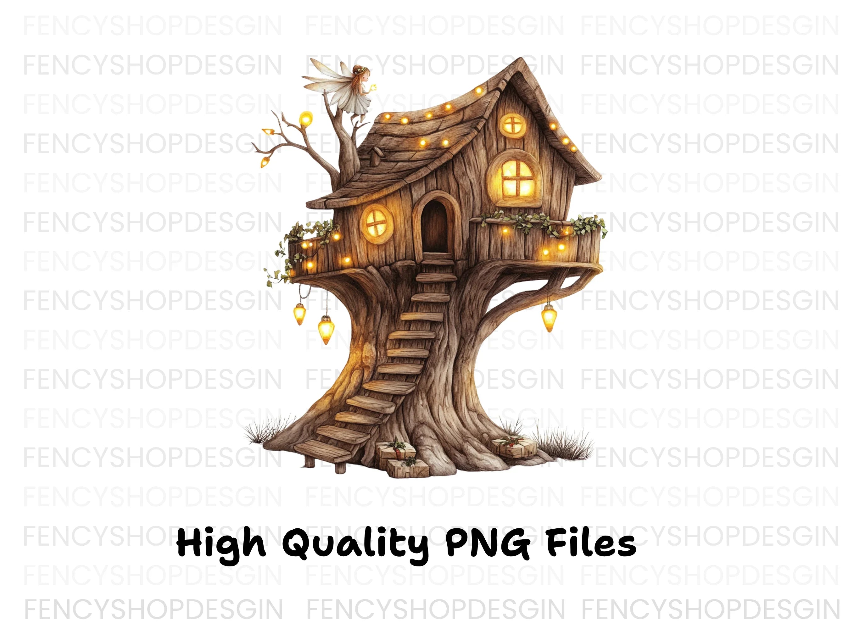 Enchanted Fairy Treehouse Clipart Bundle