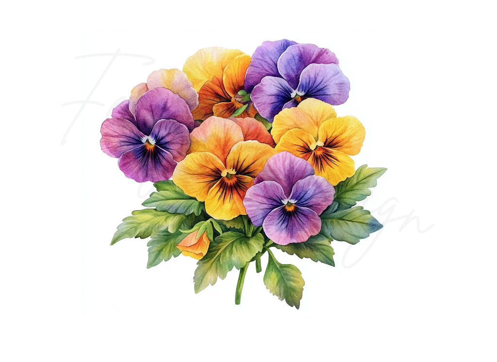 Vibrant Pansy Clipart Bundle