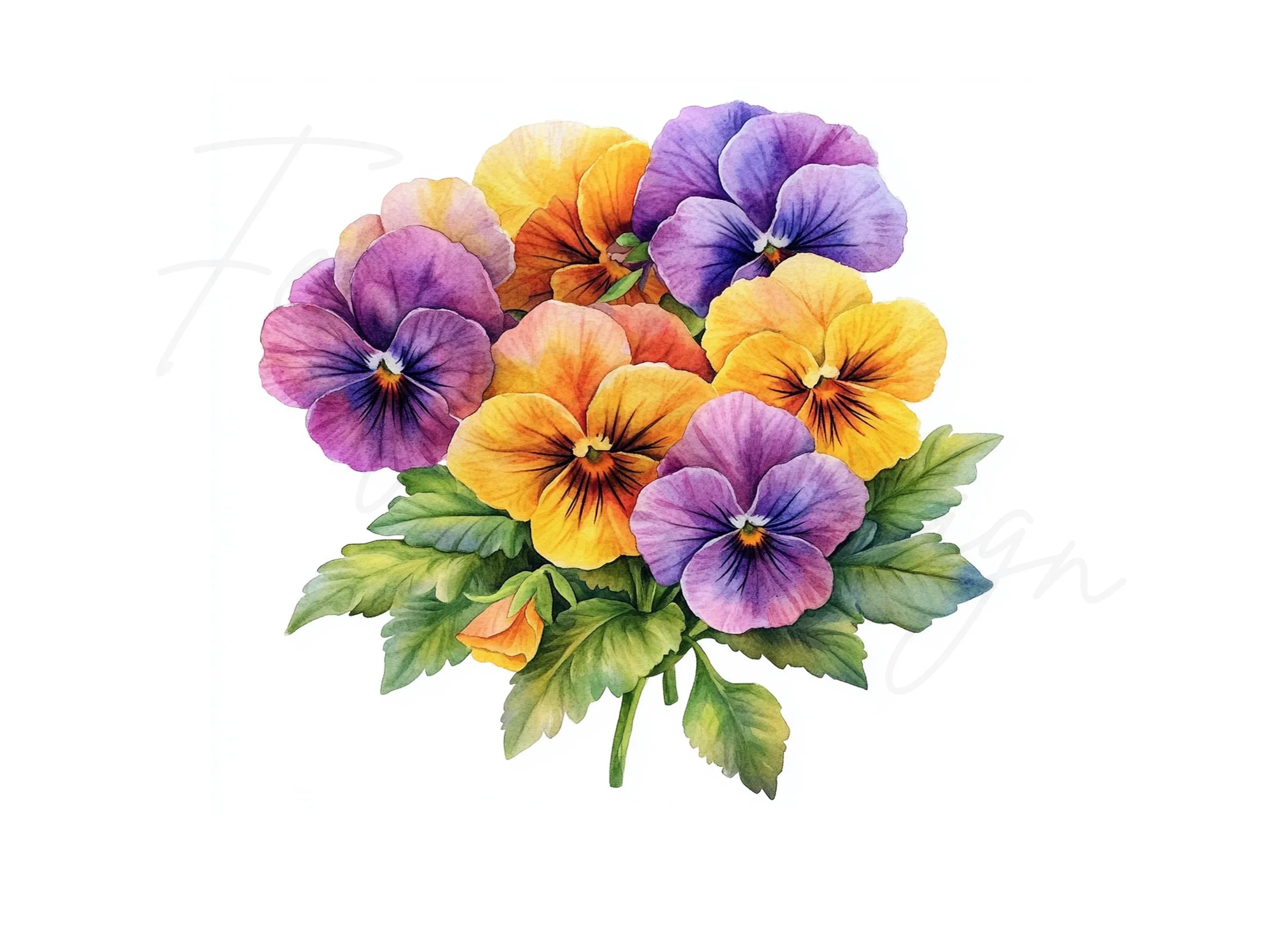 Vibrant Pansy Clipart Bundle