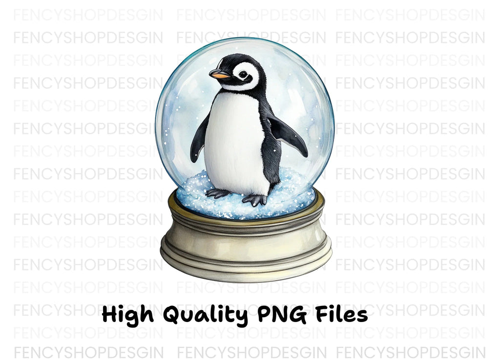 Penguin Snow Globe Clipart Bundle