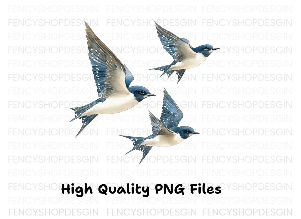 Graceful Swallows Flying Clipart Bundle
