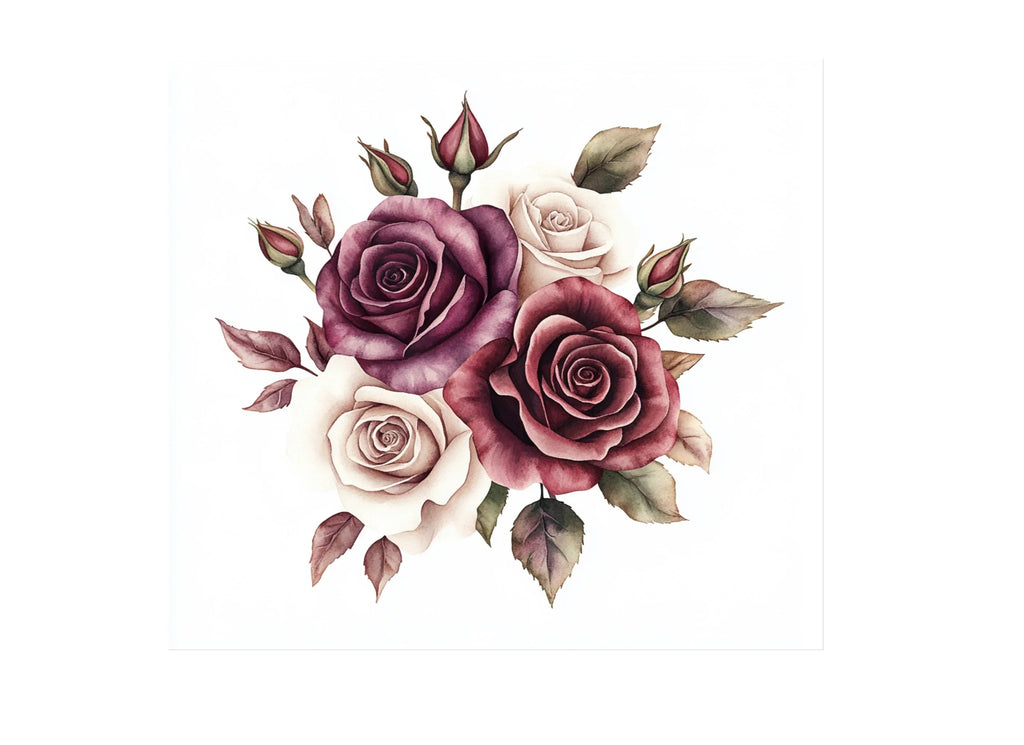 Elegant Burgundy Cream Rose Clipart Bundle