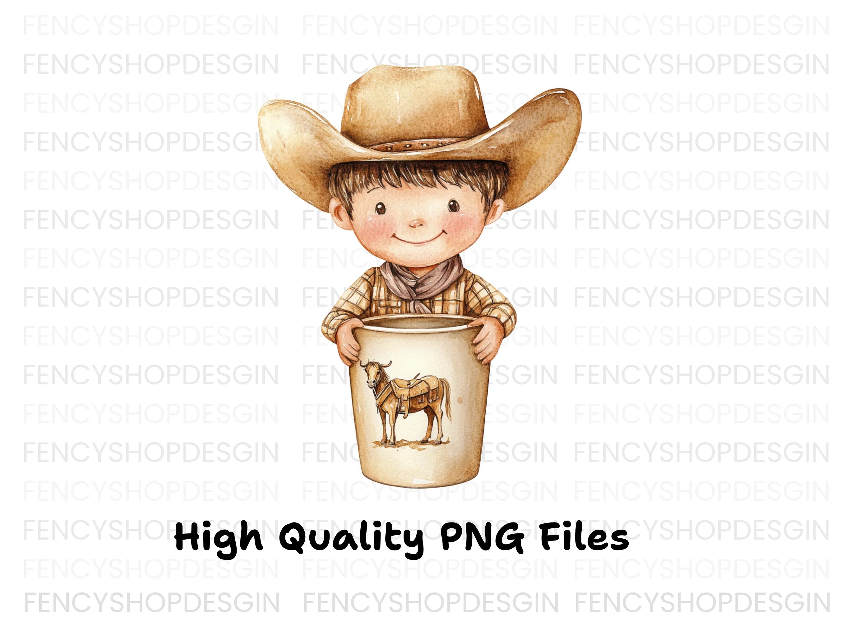Cute Cowboy Kid with Horse Clipart Bundle
