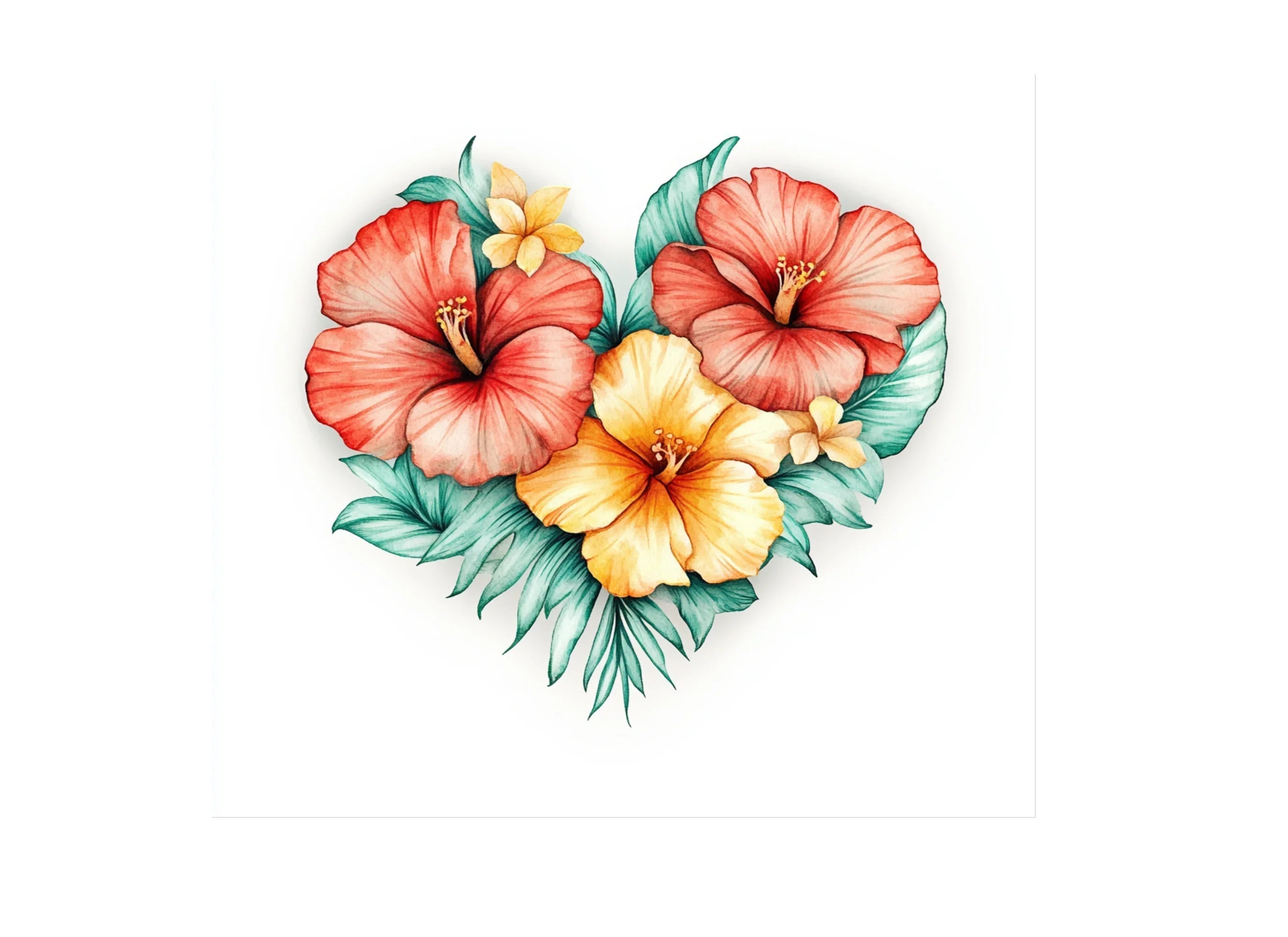 Hibiscus Heart Clipart Bundle