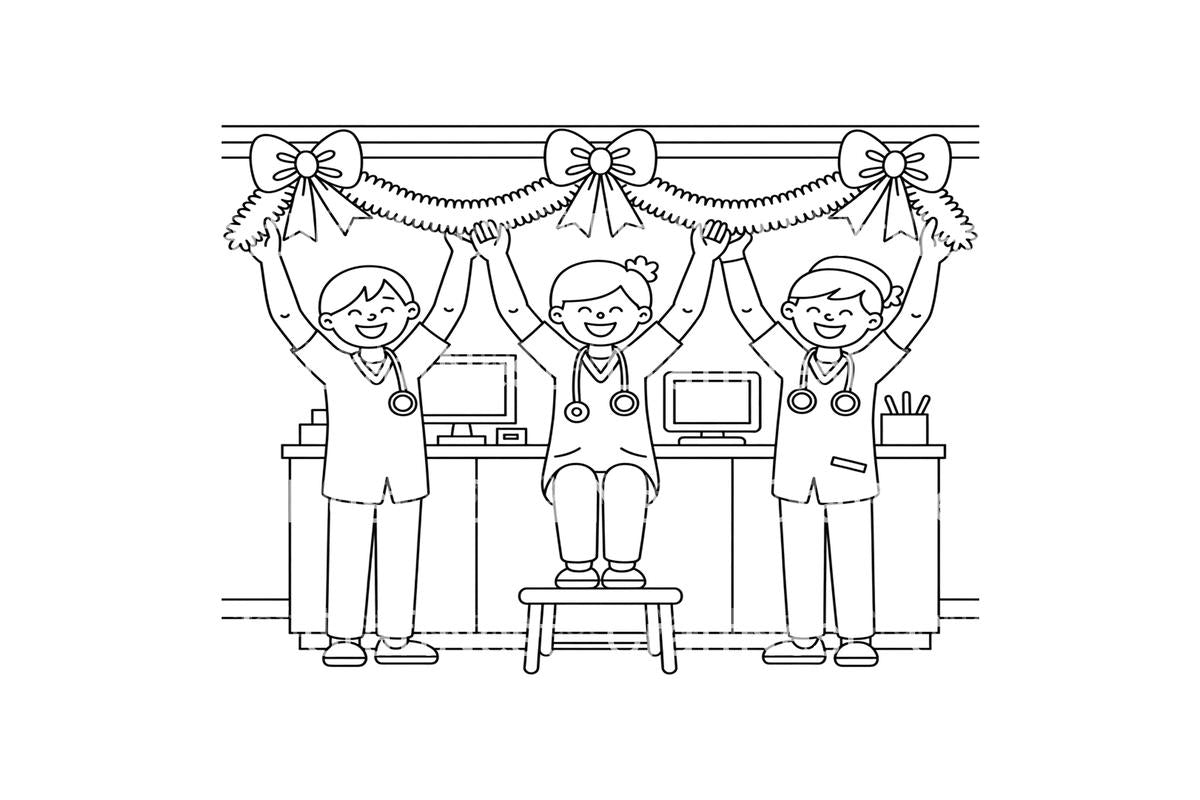 Christmas Nurses Decorating Coloring Books