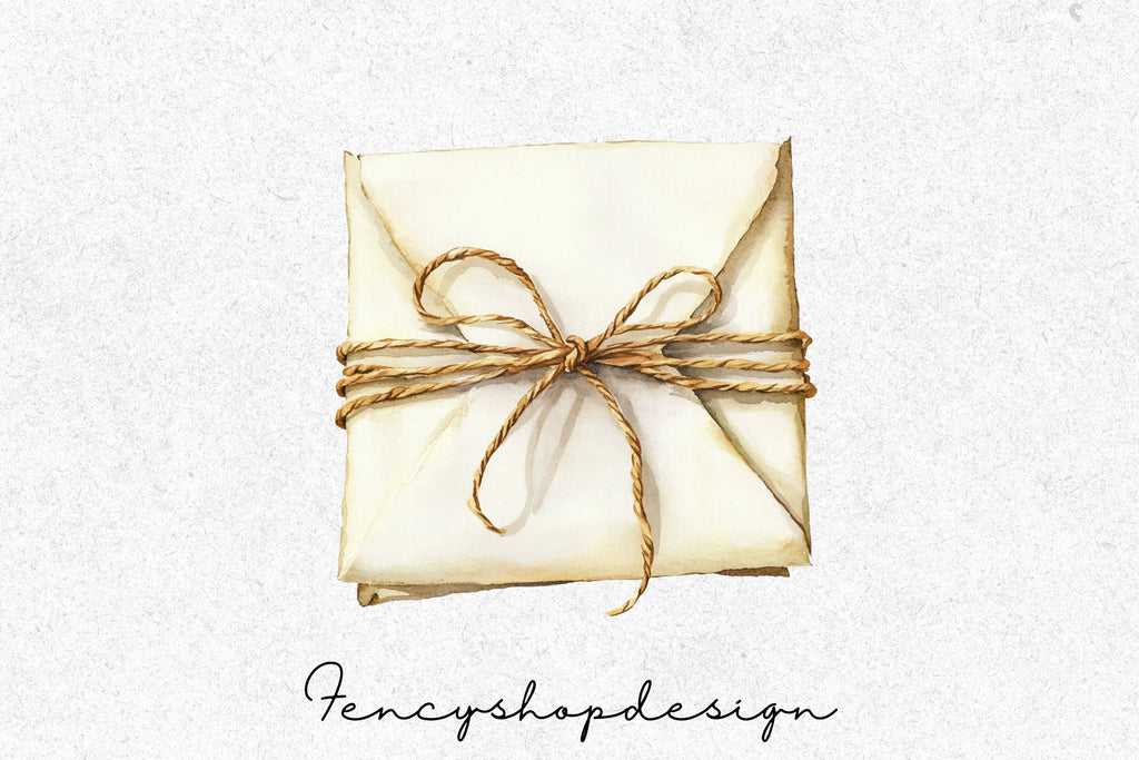 Vintage Scrolls Envelopes Clipart Bundle