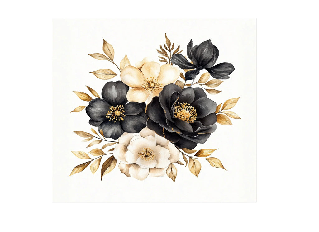 Elegant Black and Gold Floral Clipart Bundle