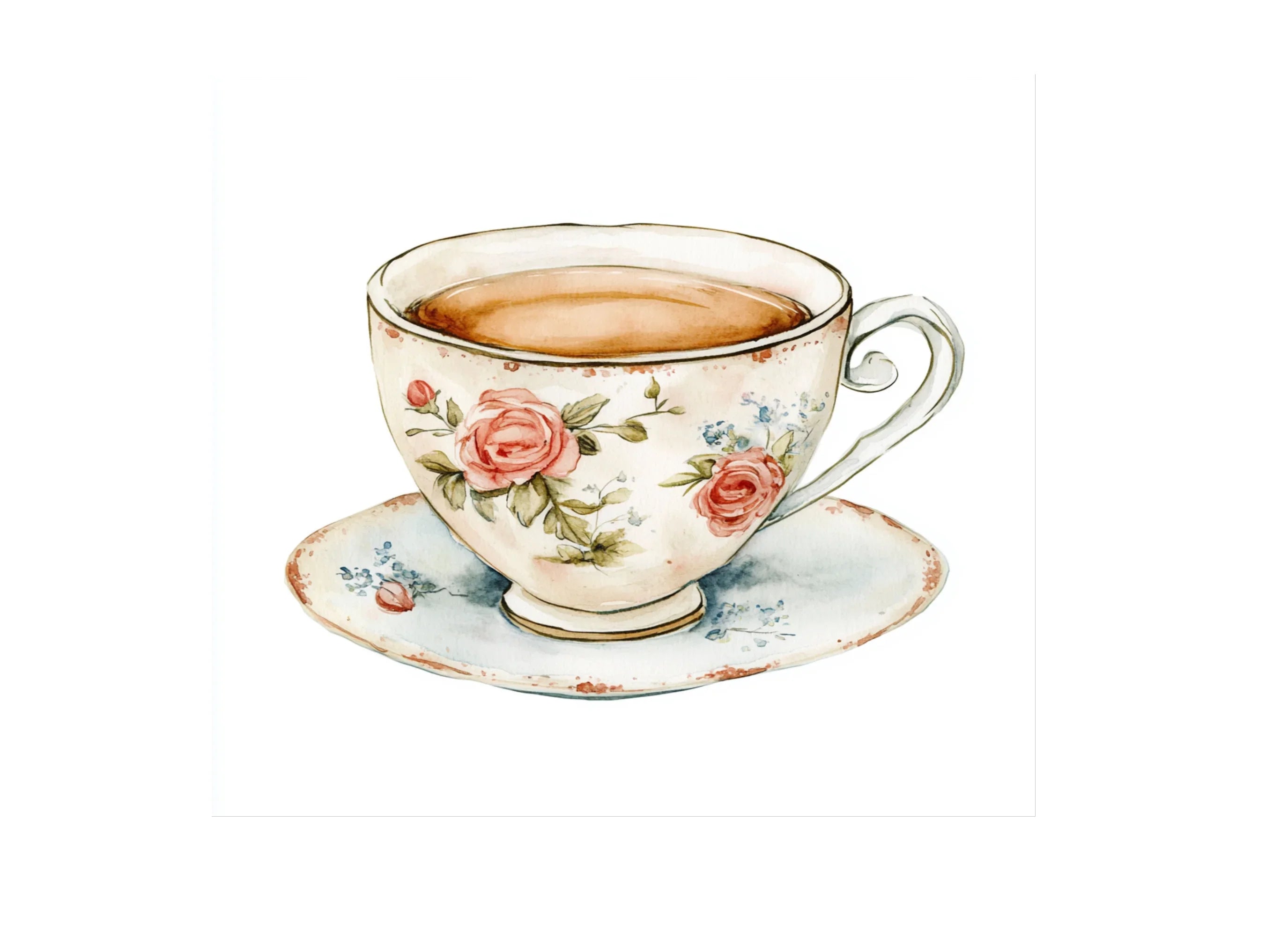 Vintage Teacups Clipart Bundle