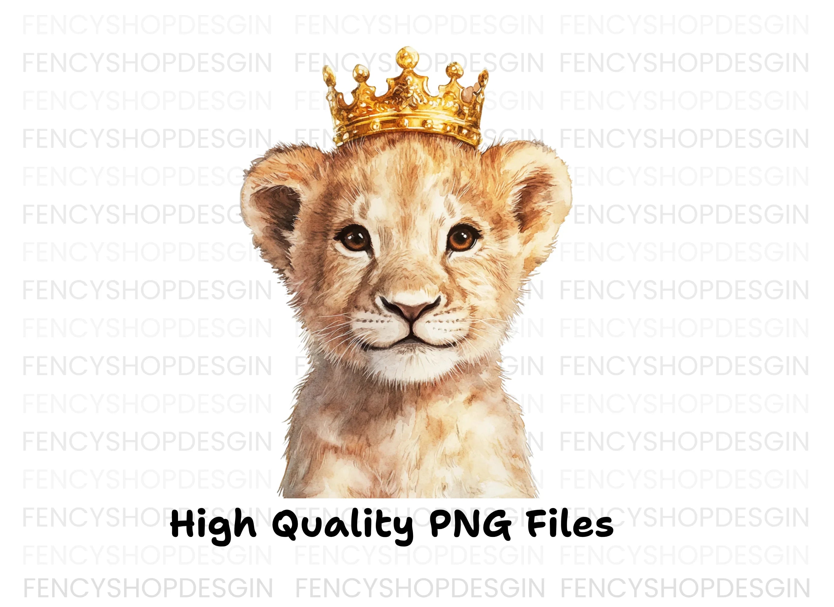 Adorable Lion Cub with Crown Clipart Bundle