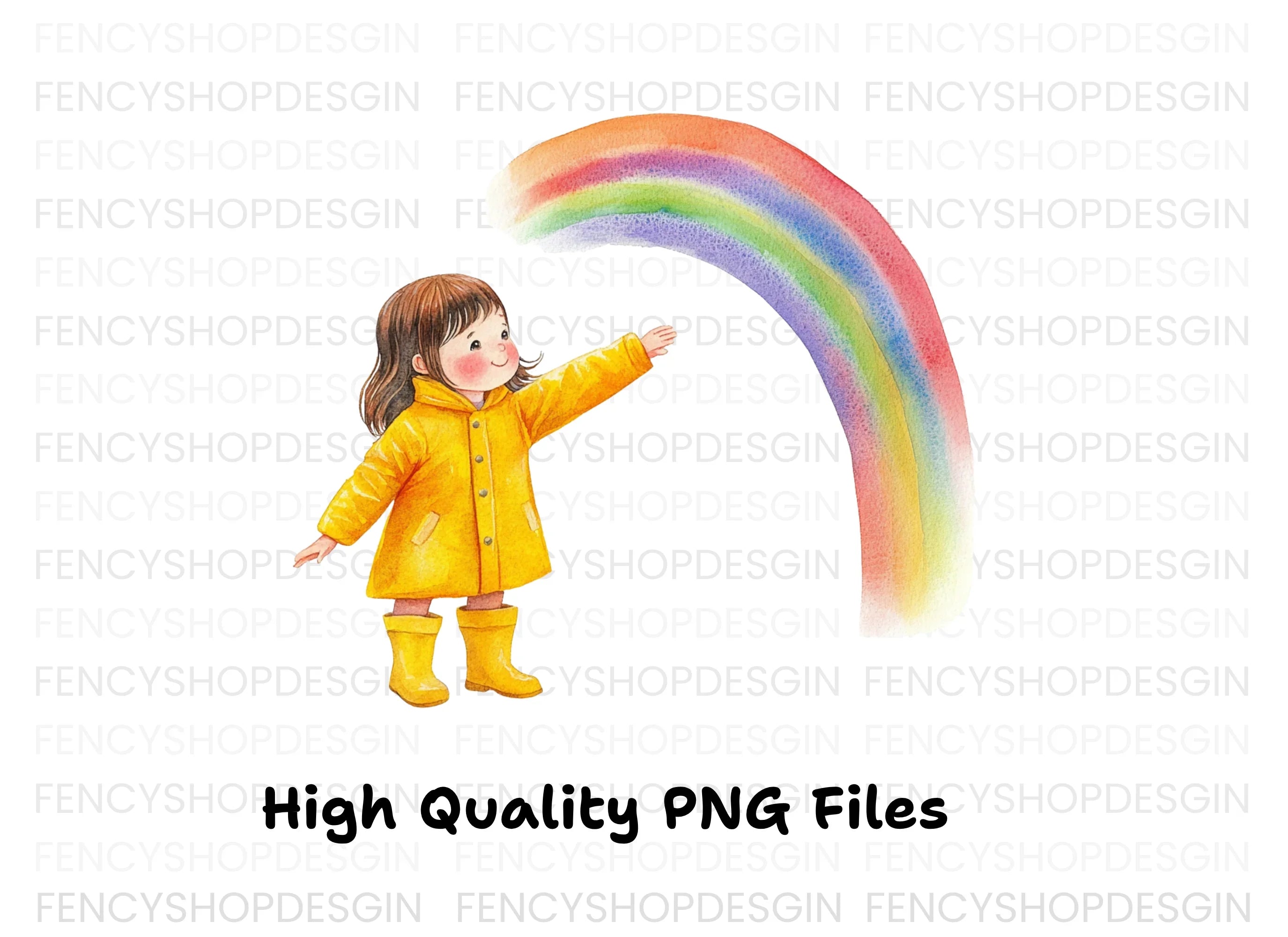 Happy Girl with Rainbow Clipart Bundle