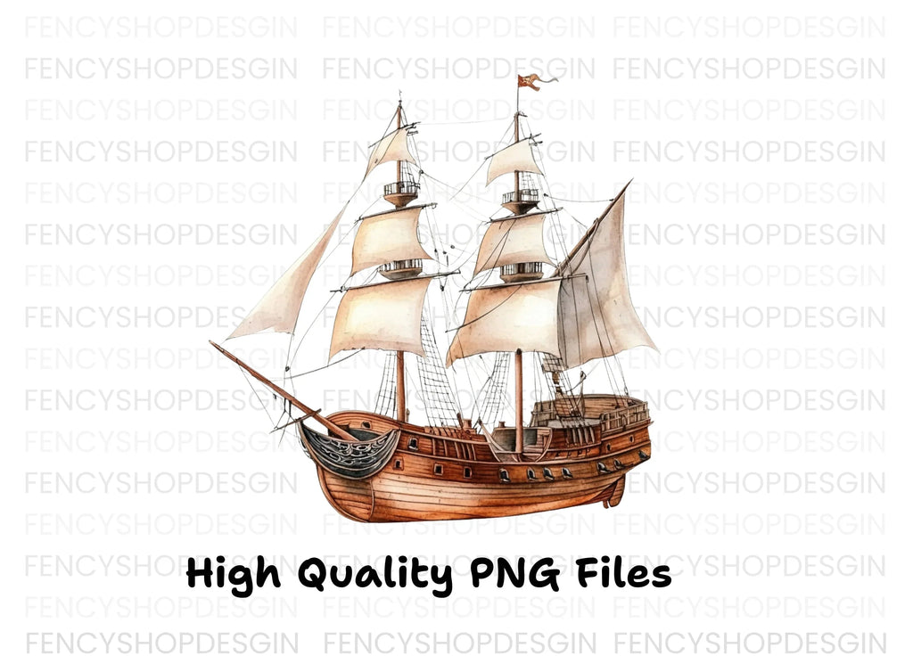 Vintage Sailing Ships Clipart Bundle