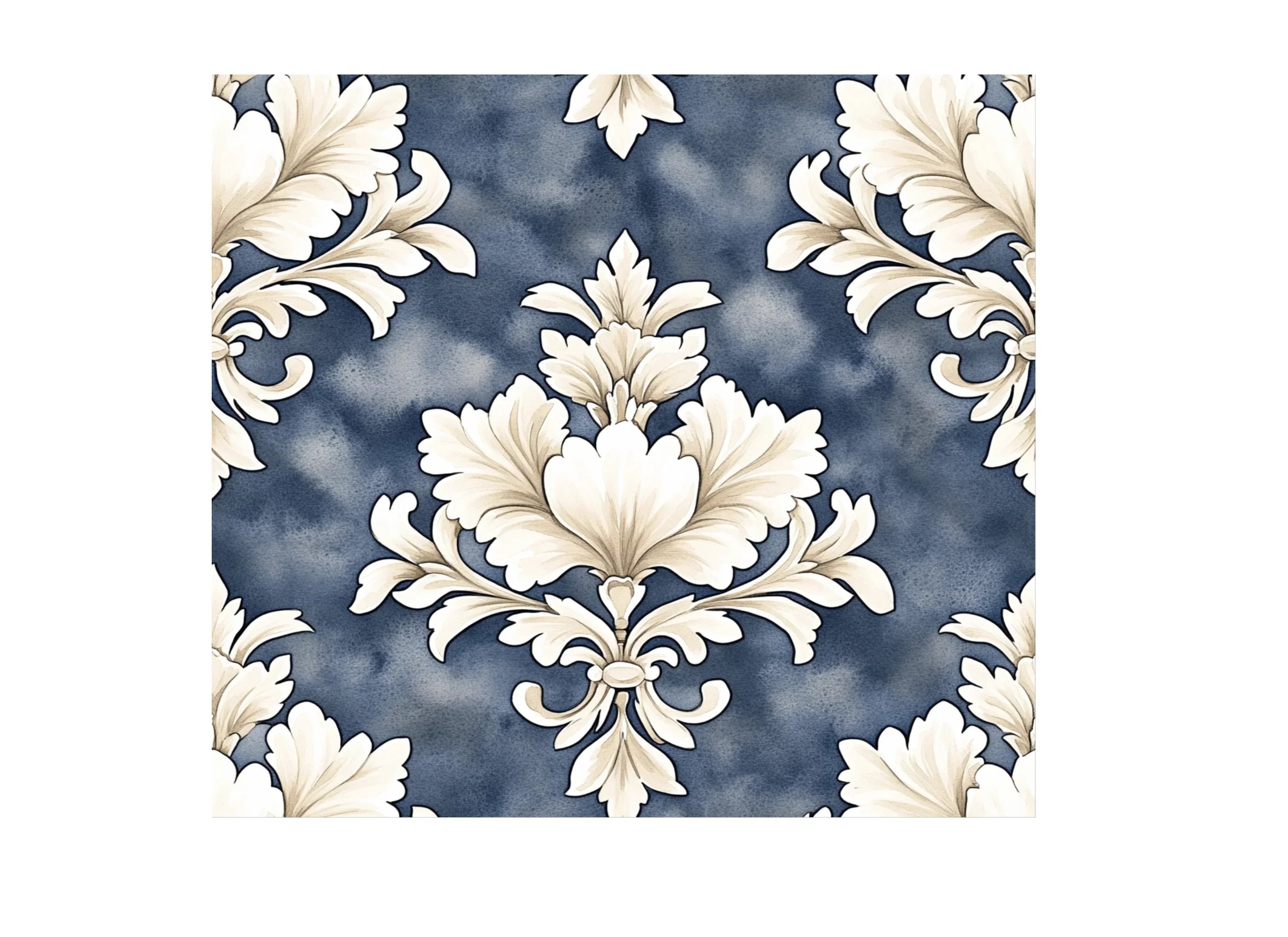 Seamless Blue Gold Floral Patterns Clipart Bundle
