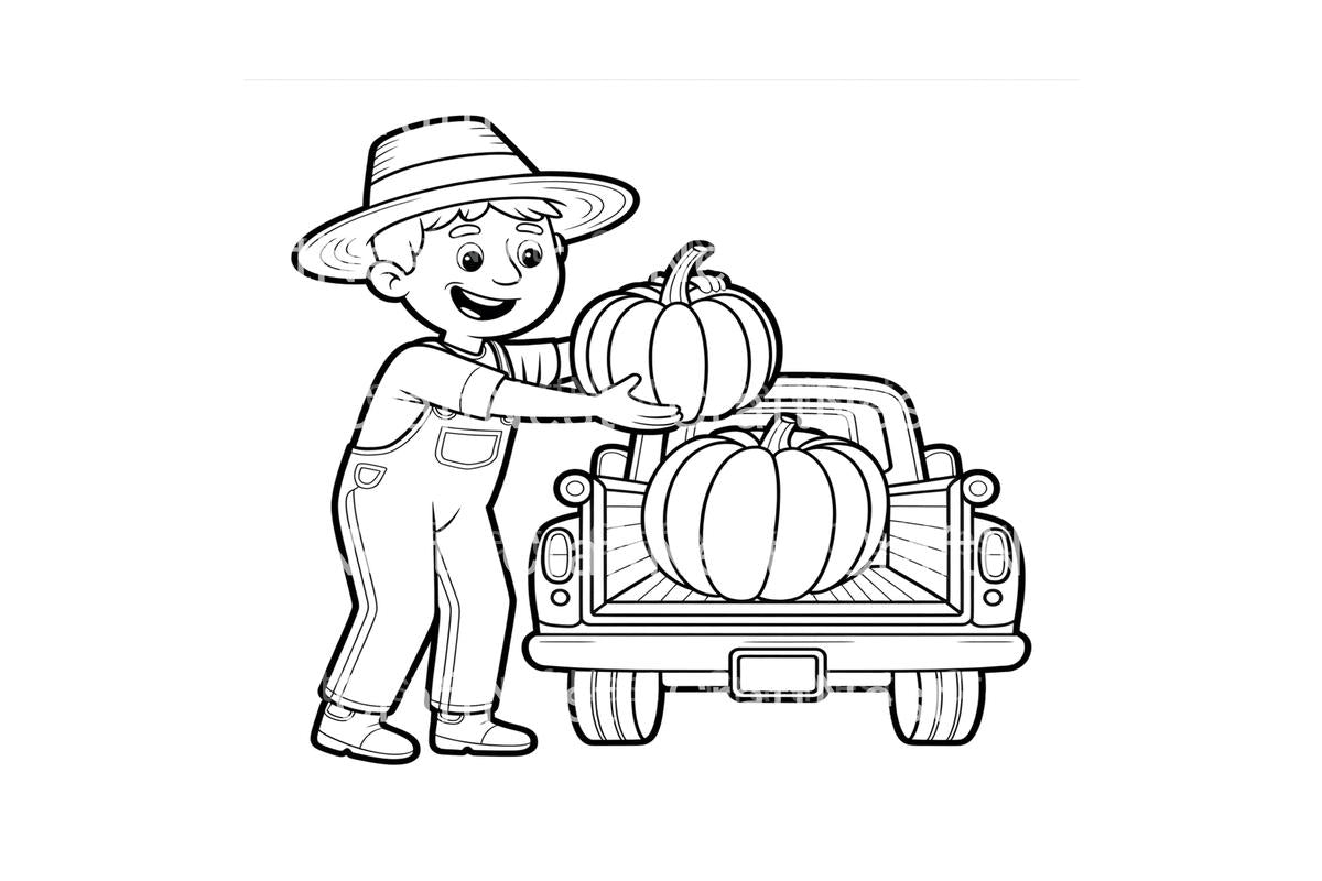 Harvest Truck and Corn Coloring Books