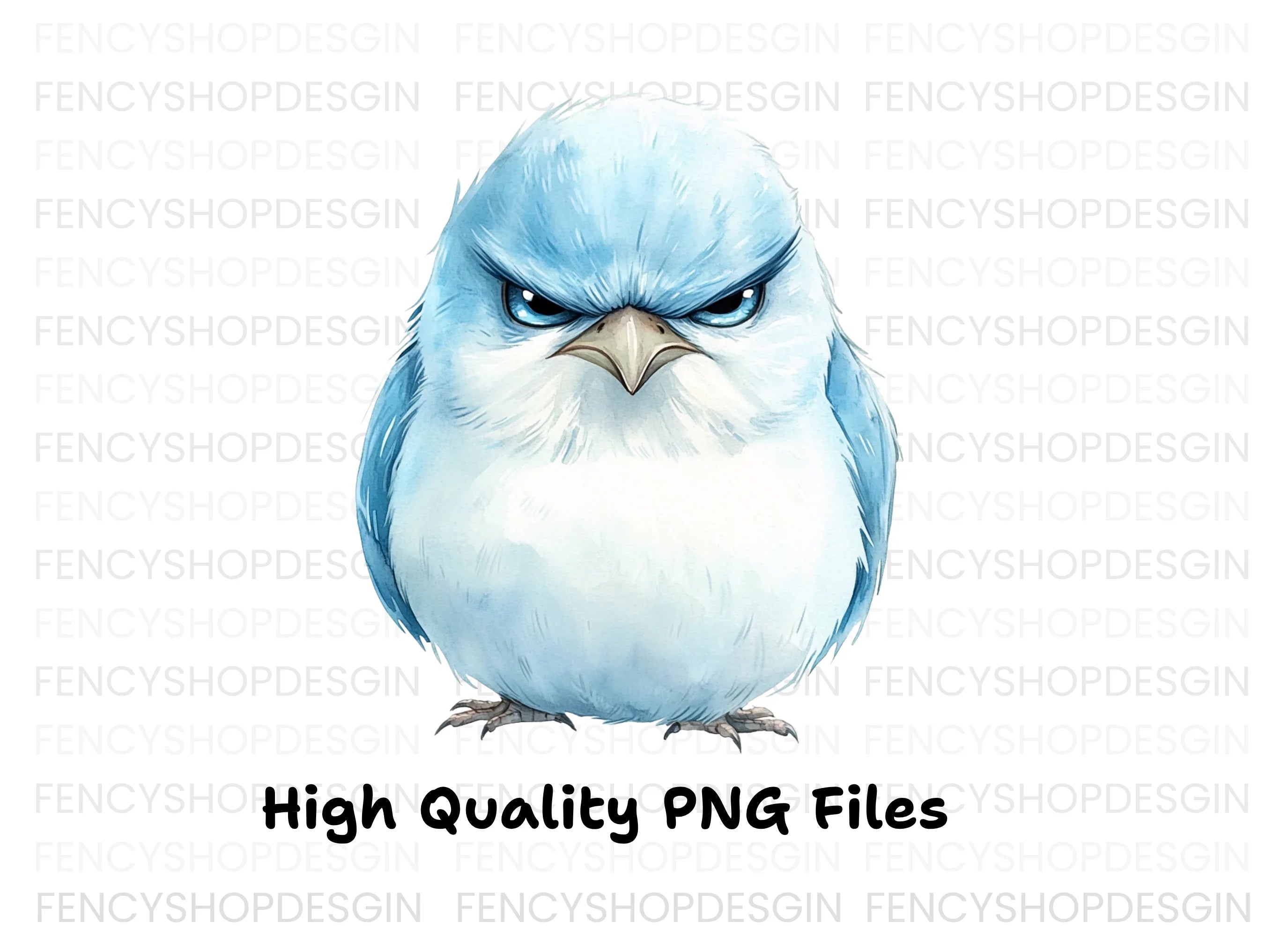Angry Blue Bird Illustration Clipart Bundle