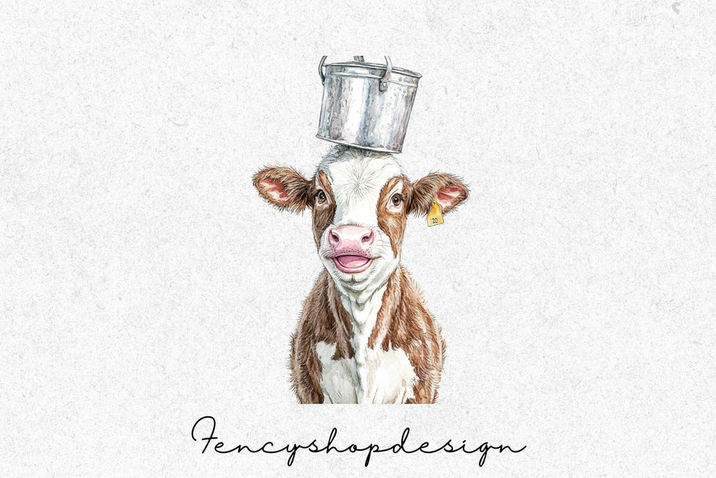 Adorable Baby Calf Farm Animal Clipart Bundle