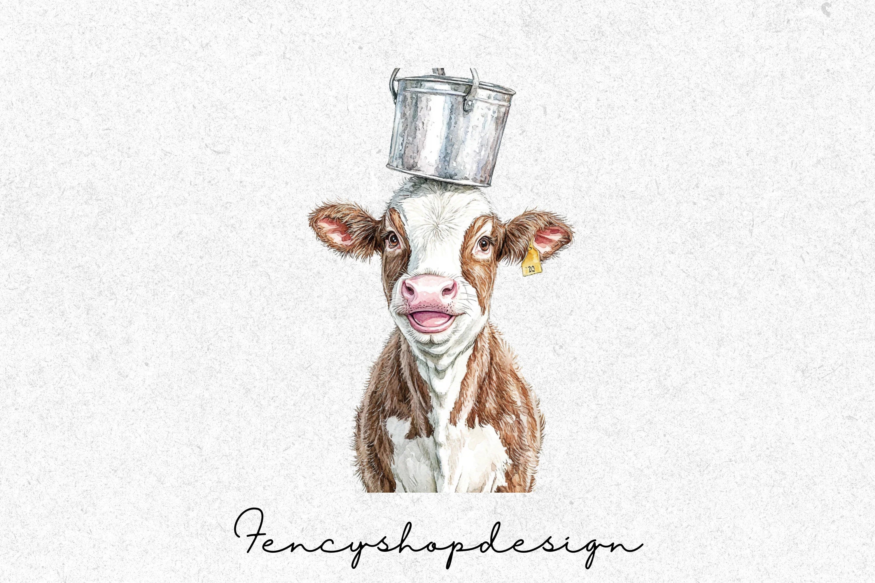 Adorable Baby Calf Farm Animal Clipart Bundle