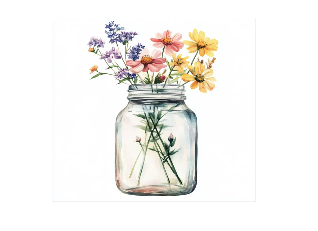 Wildflowers in Mason Jars Clipart Bundle