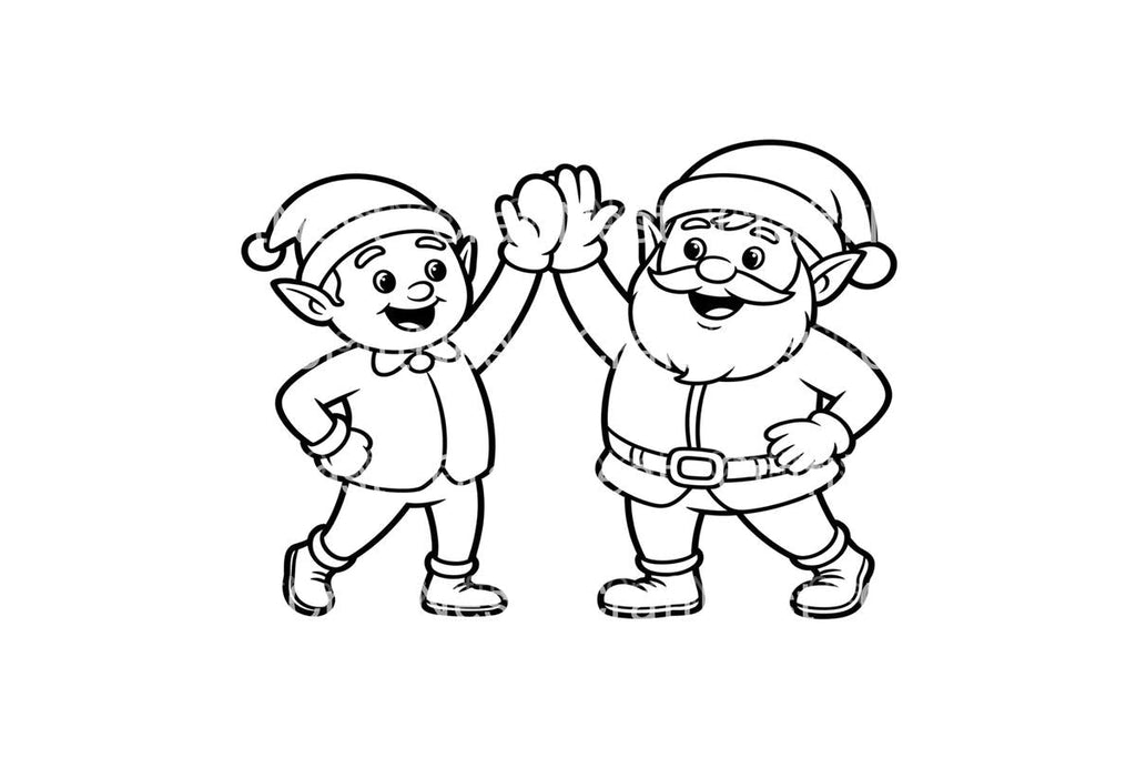 Santa and Elf High Five Coloring Books