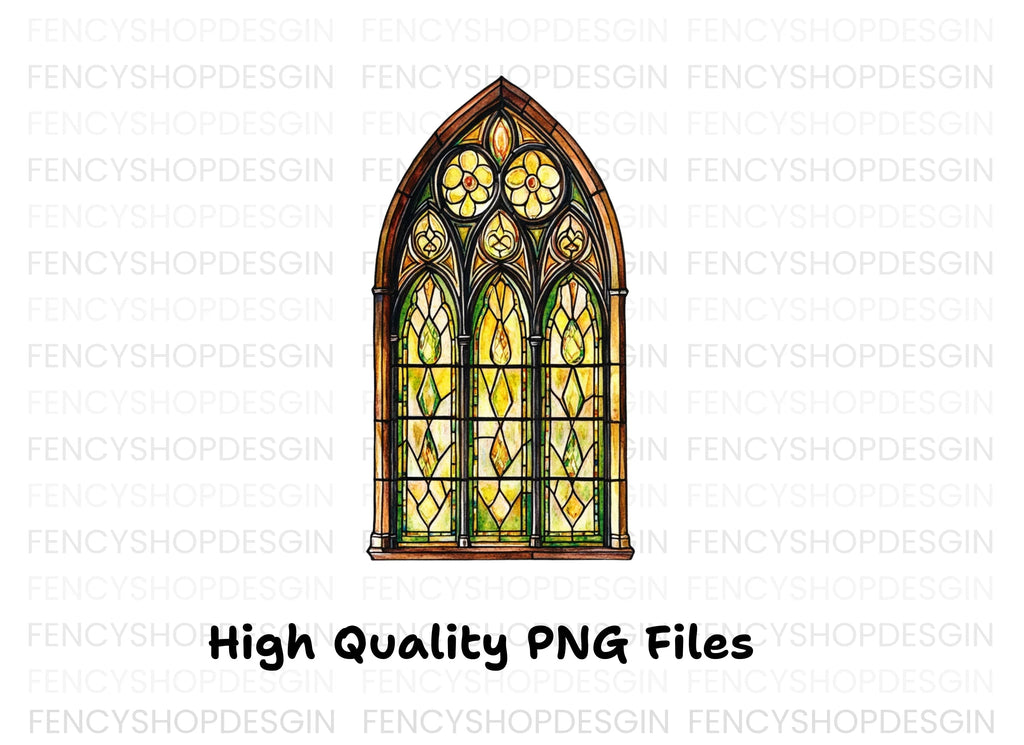 Gothic Stained Glass Window Clipart Bundle