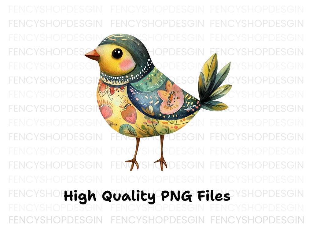 Folk Bird Clipart Bundle
