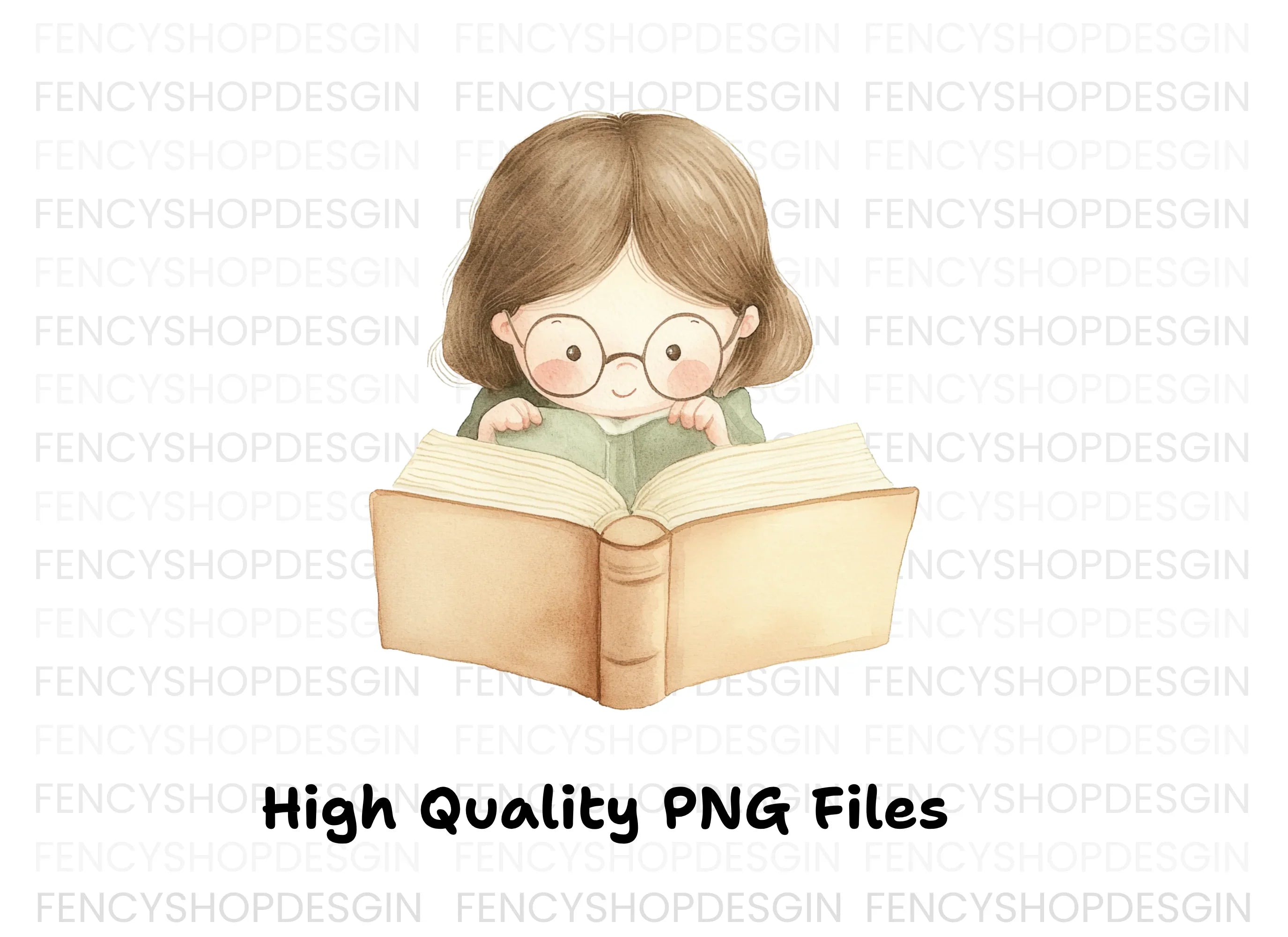 Cute Girl Reading Book Clipart Bundle