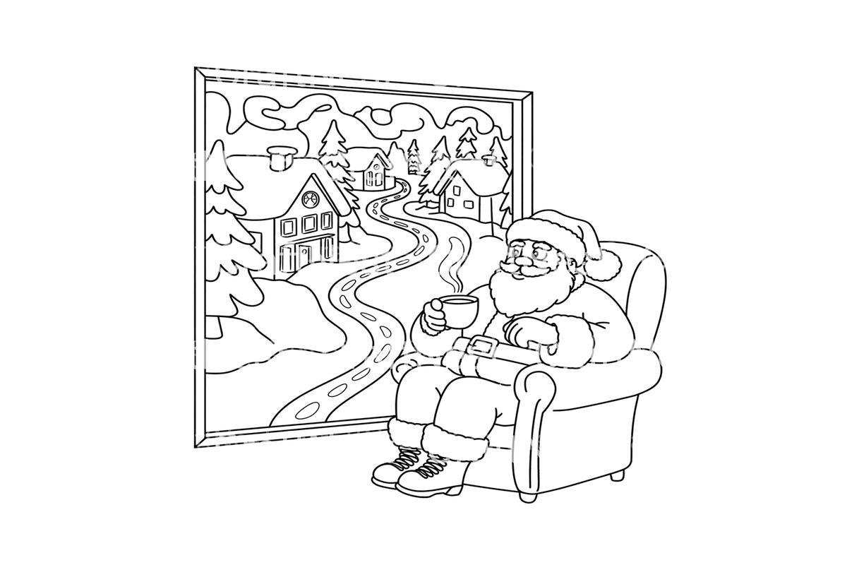 Santa Claus Drinking Hot Cocoa Coloring Books