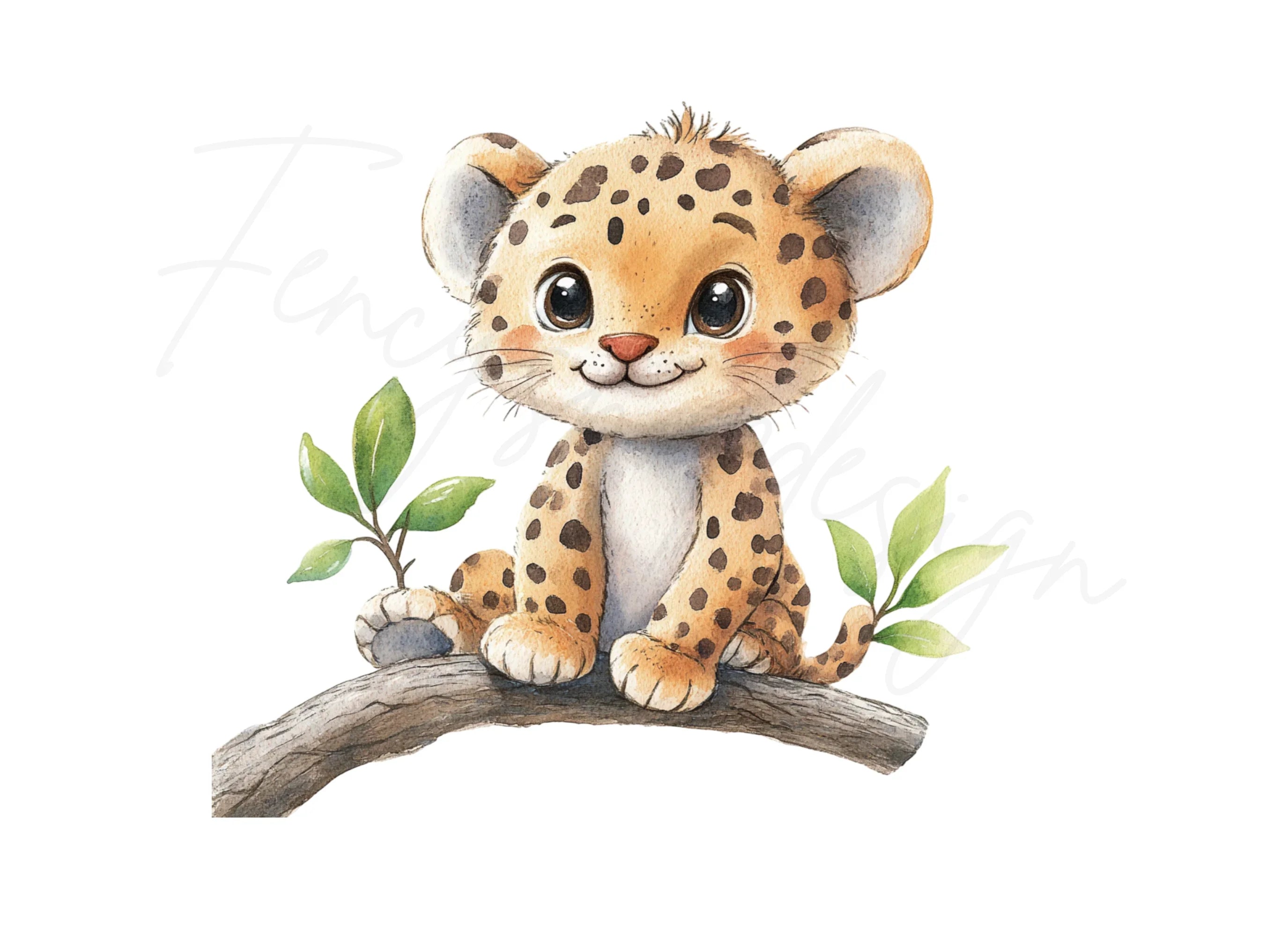 Cute Baby Leopard Clipart Bundle