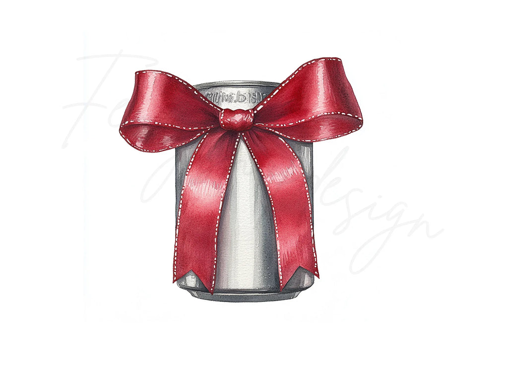 Red Bow on Silver Can Clipart Bundle