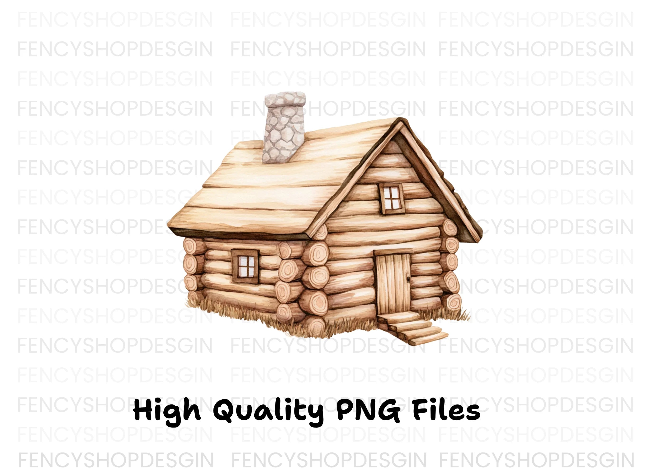 Rustic Wooden Log Cabin Clipart Bundle