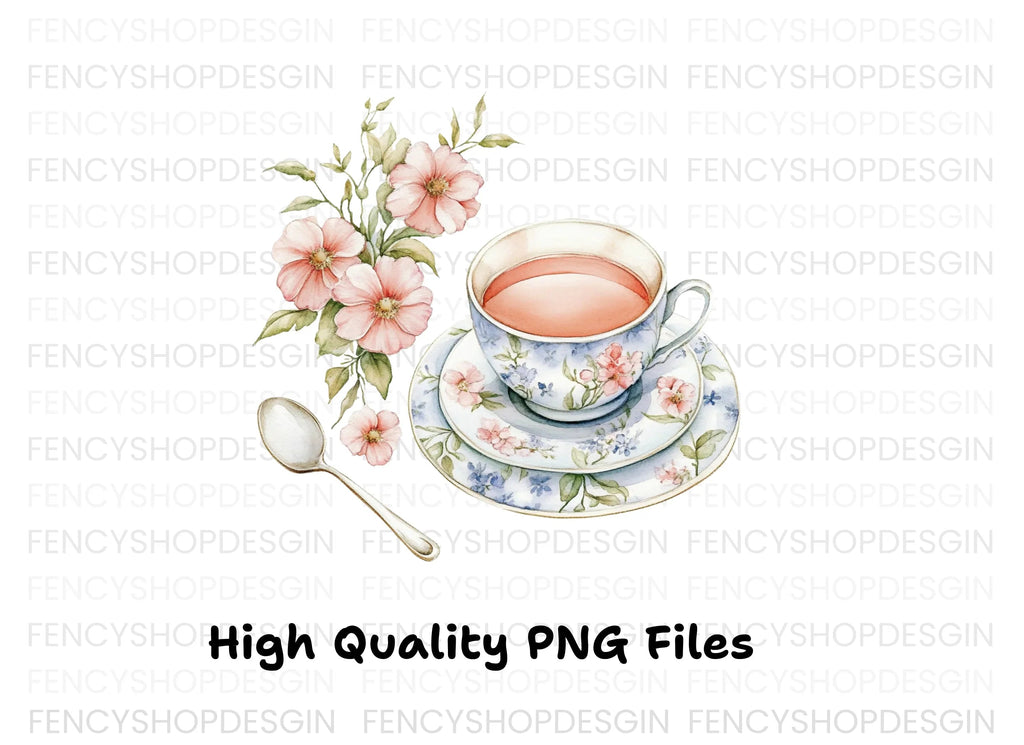 Charming Floral Teacups and Pots Clipart Bundle