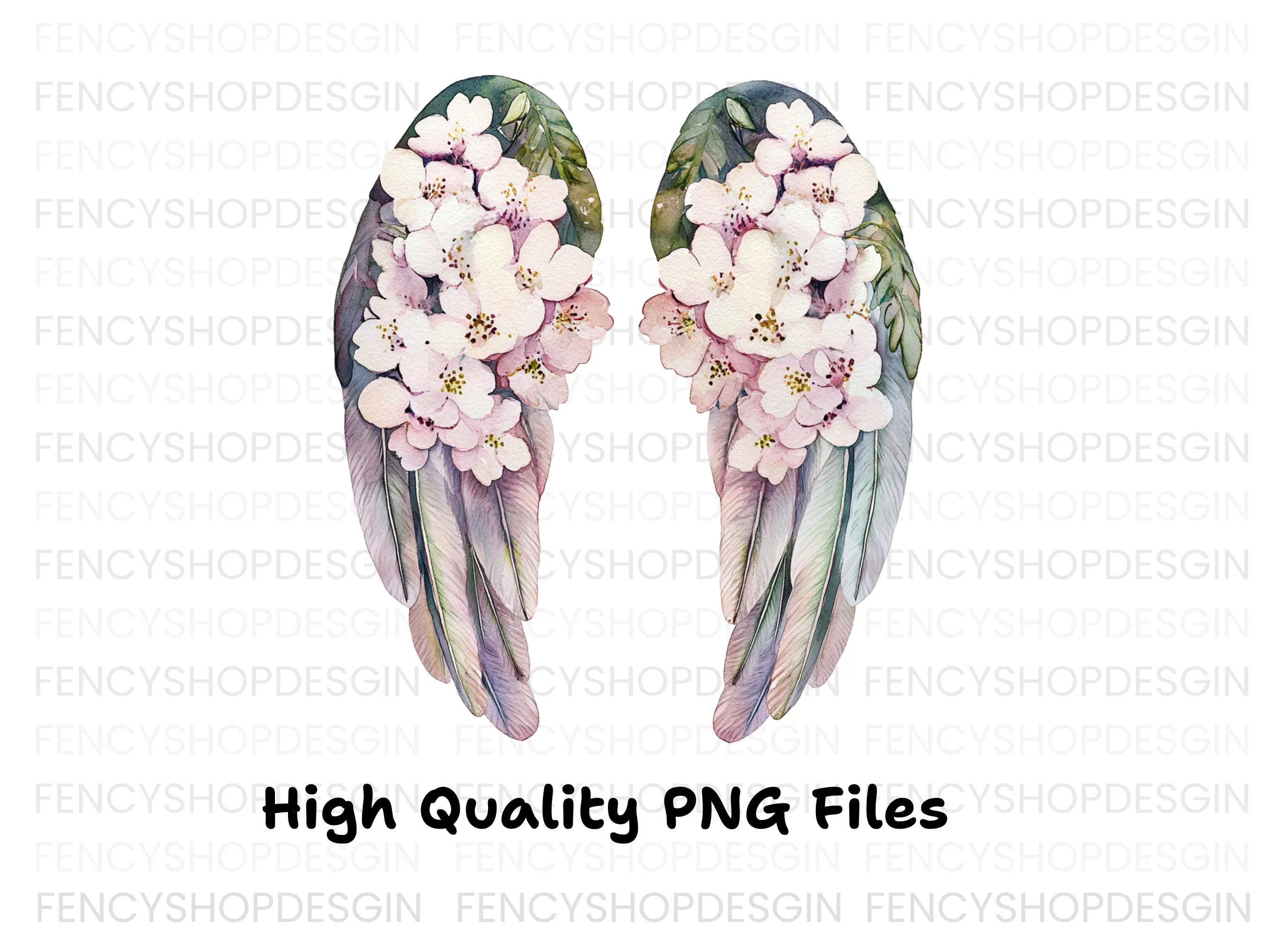 Floral Angel Wings Clipart Bundle