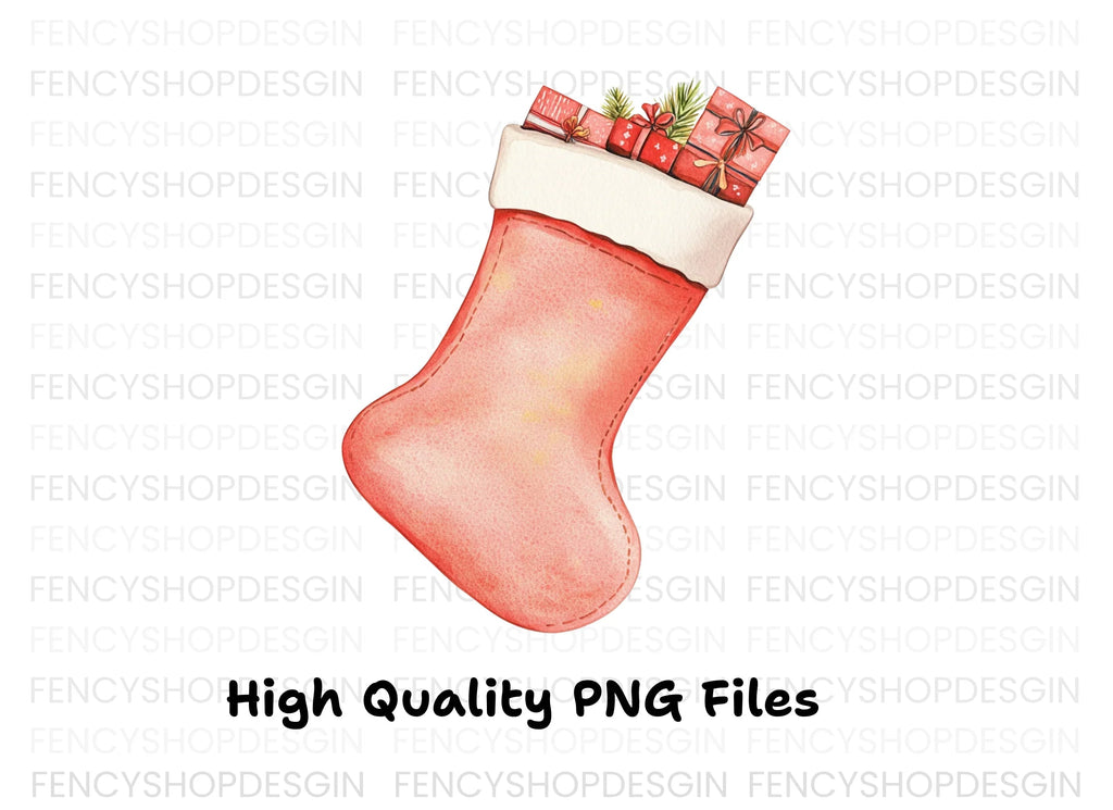 Cozy Christmas Stocking with Gifts Clipart Bundle
