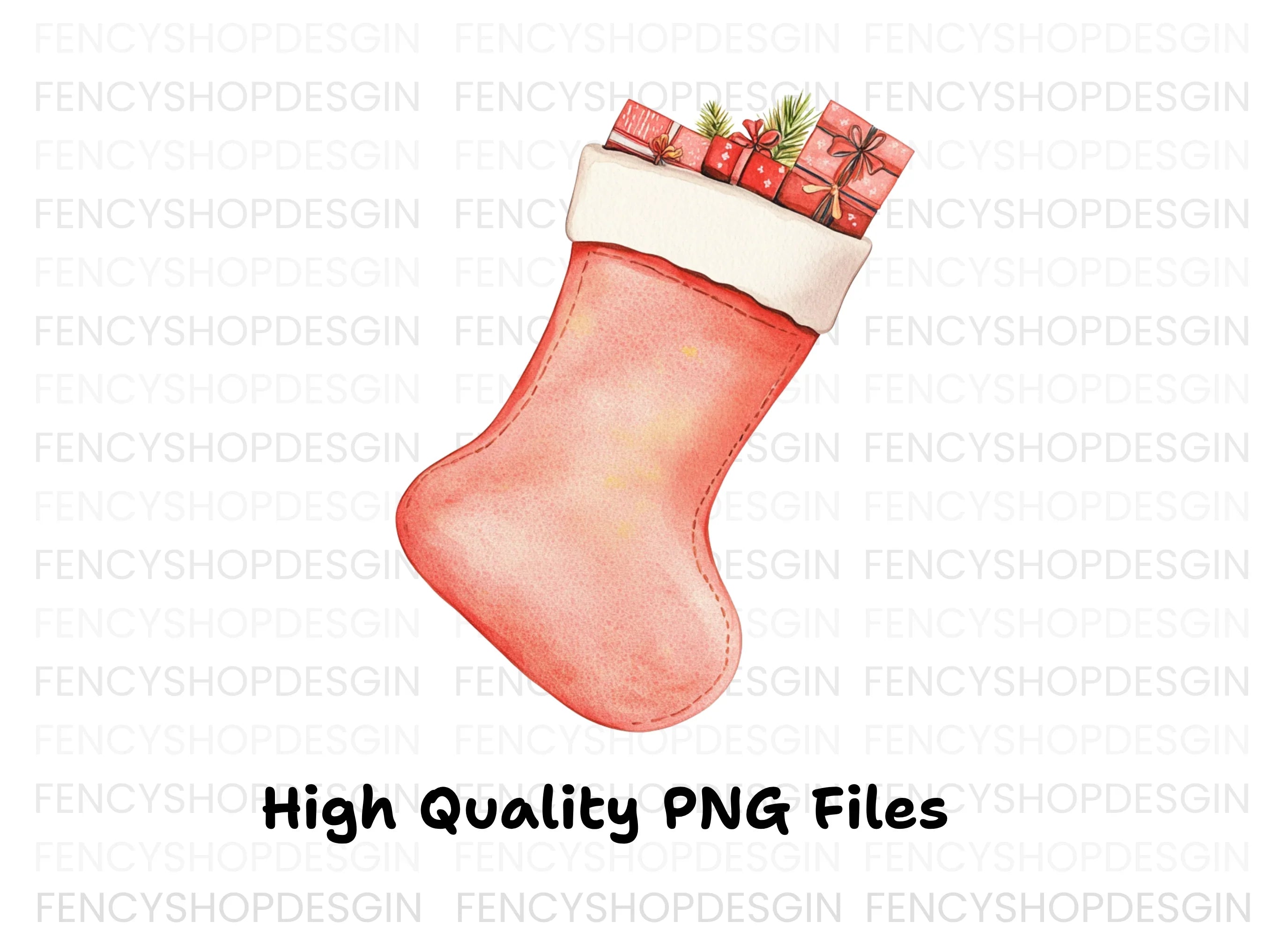 Cozy Christmas Stocking with Gifts Clipart Bundle