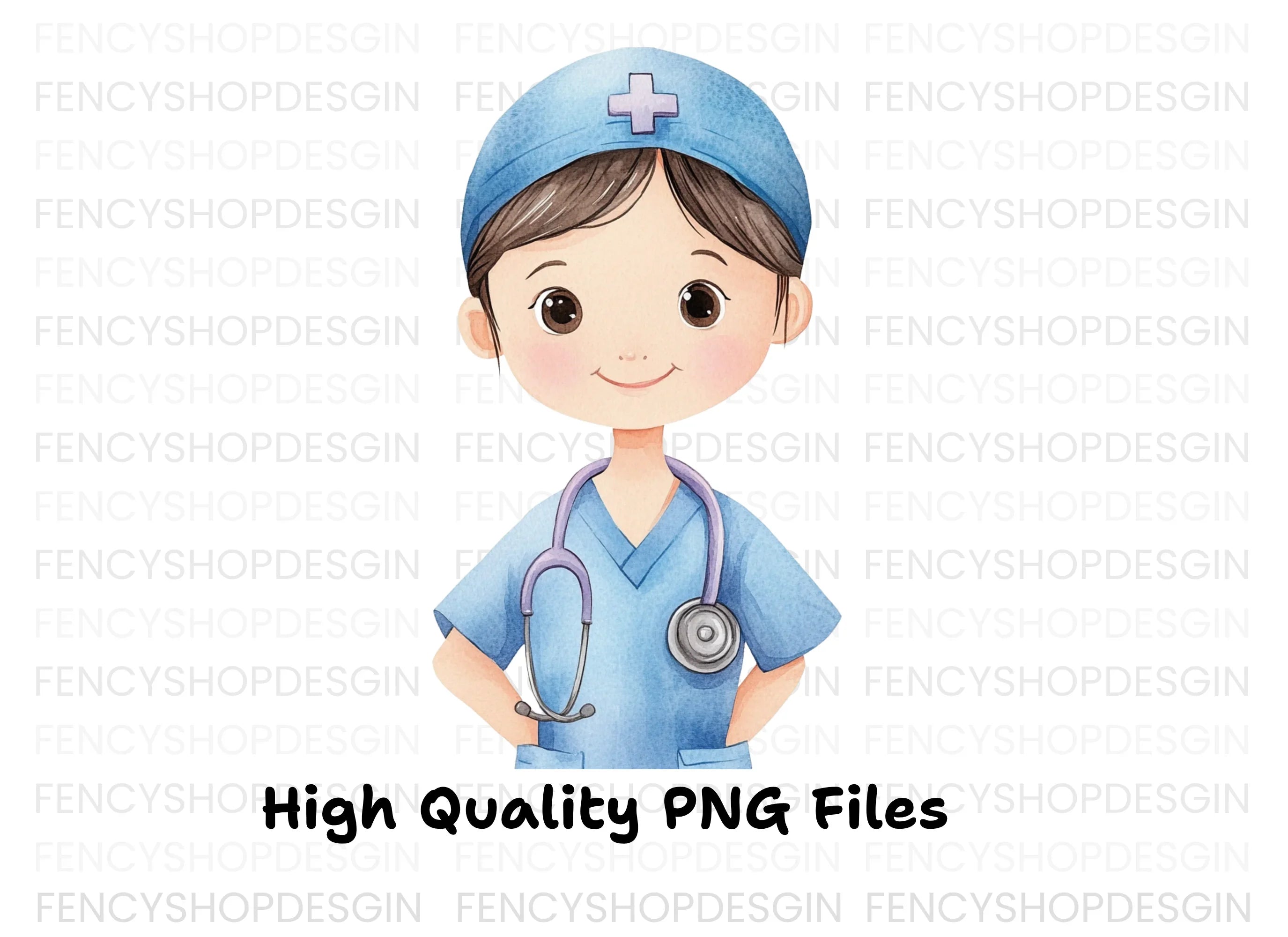 Cute Nurse Characters Clipart Bundle