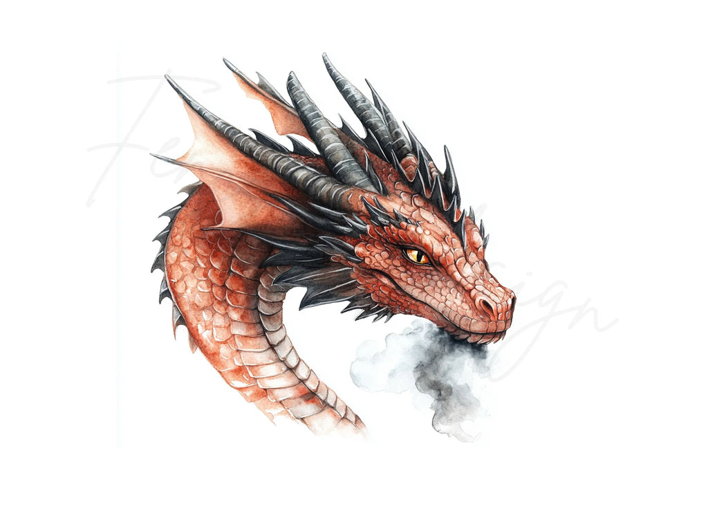 Fierce Dragon Head Clipart Bundle