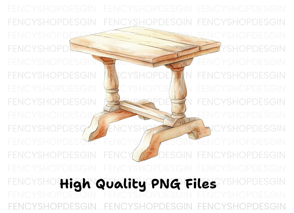 Rustic Wooden Tables Clipart Bundle